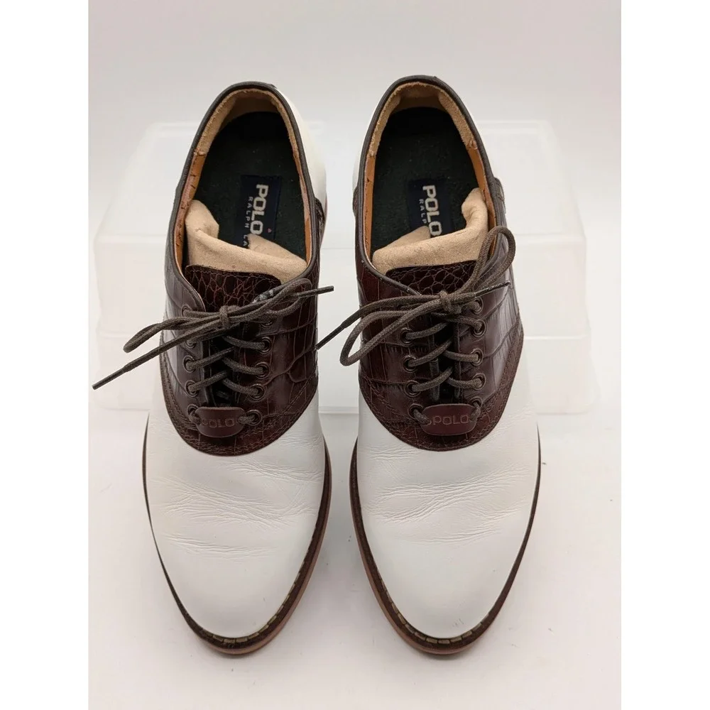 Polo Golf Ralph Lauren Golf Shoes Mens 8 Brown White Leather WA4861 Portugal